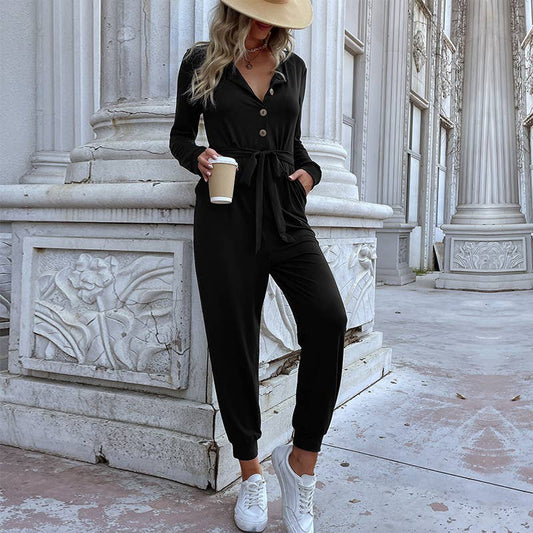 Sports lace-up jumpsuit