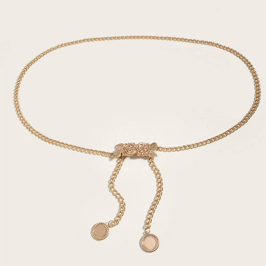 WOMEN ROSE BUCKLE WAIST CHAIN BELT_CWABE0308