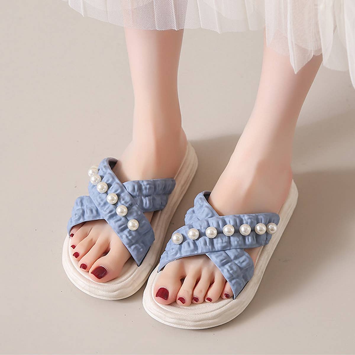 SUMMER BEACH SHOES PEARL CHAIN SANDALS_CWSHS0672