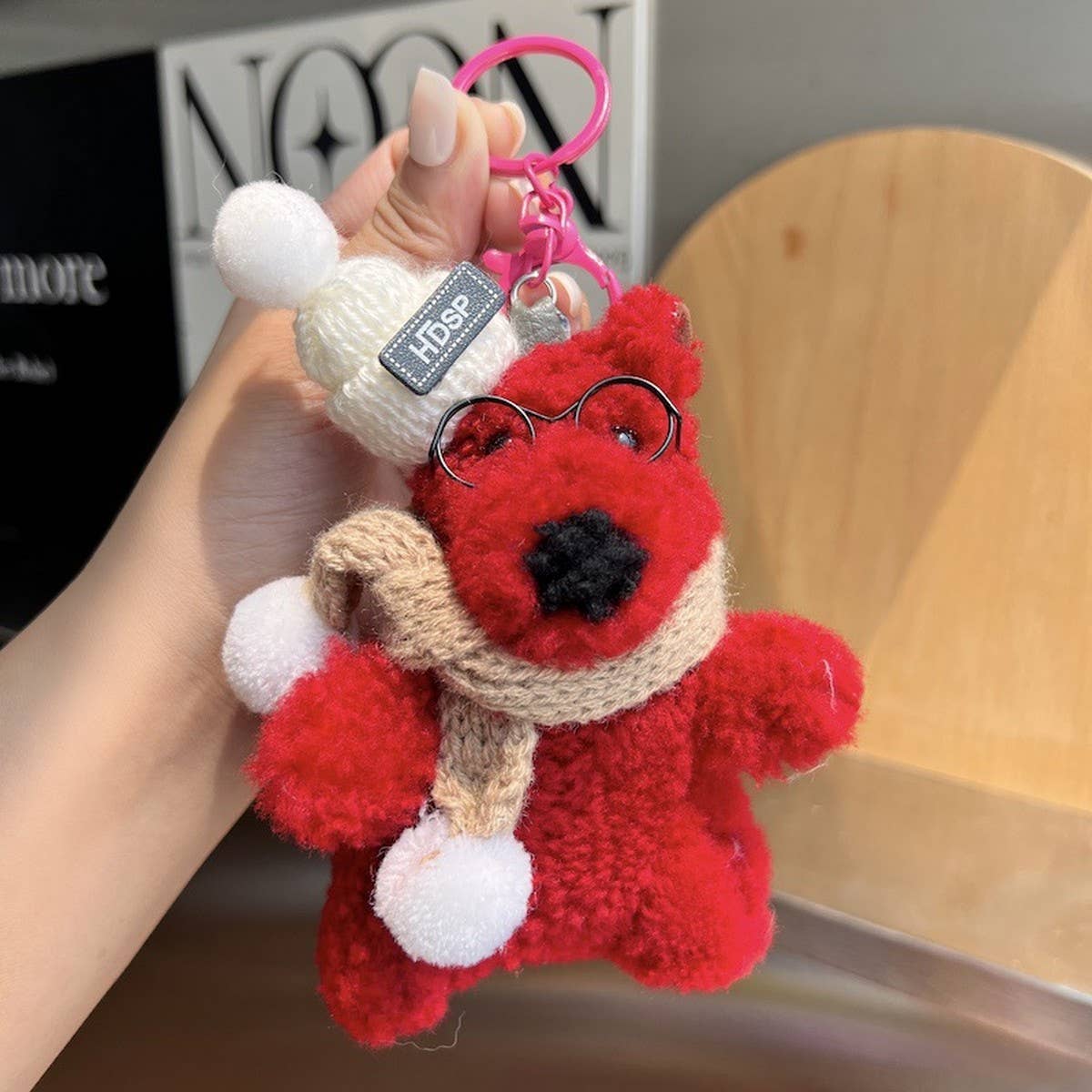 CUTE CREATIVE WOOL BEAR CAR KEYCHAIN BAG PENDANT