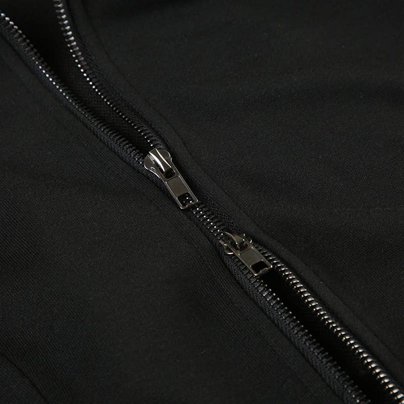 STAND-UP COLLAR DOUBLE-HEAD ZIP-UP CARDIGAN