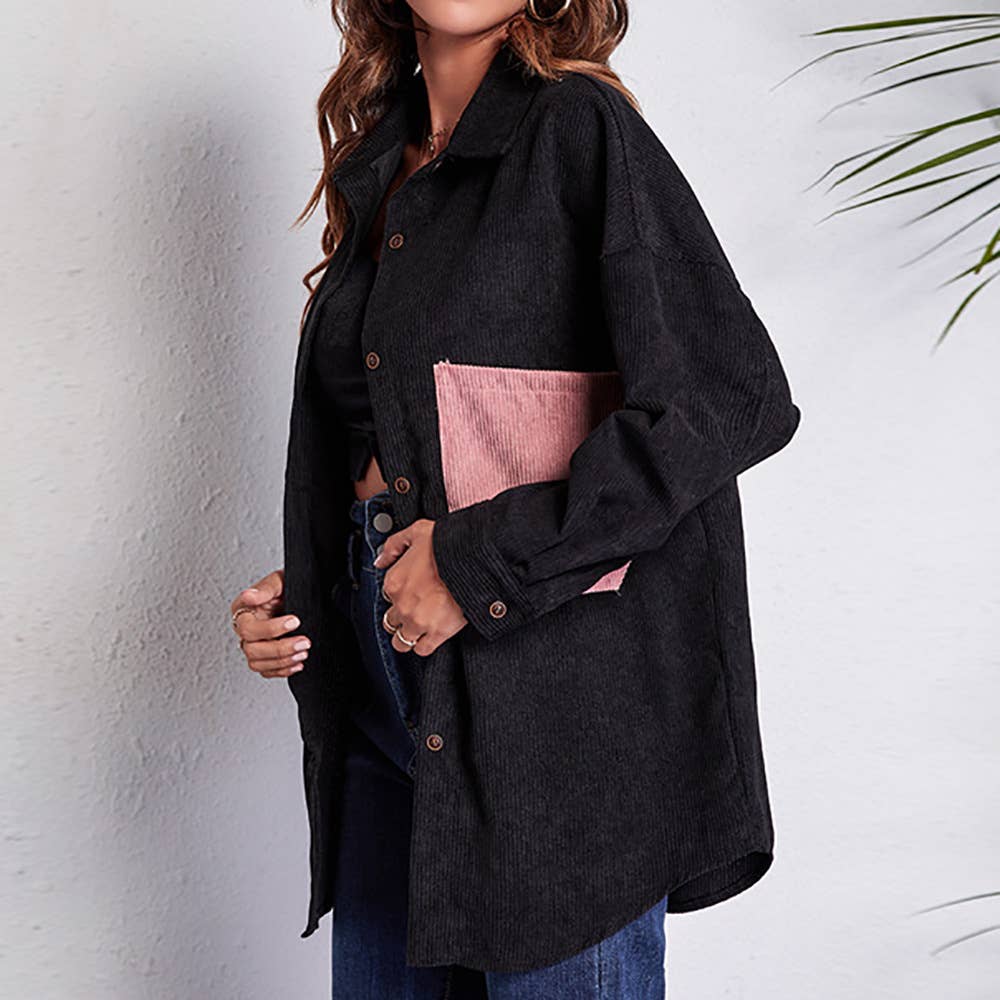 Lapel long sleeve color pocket trench coat