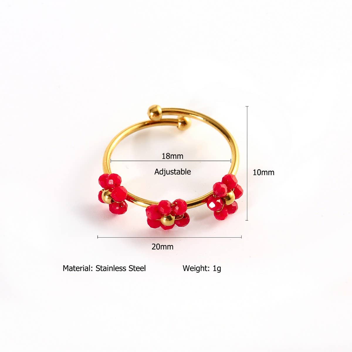 Triple Flower Open Ring in Natural Stone Steel