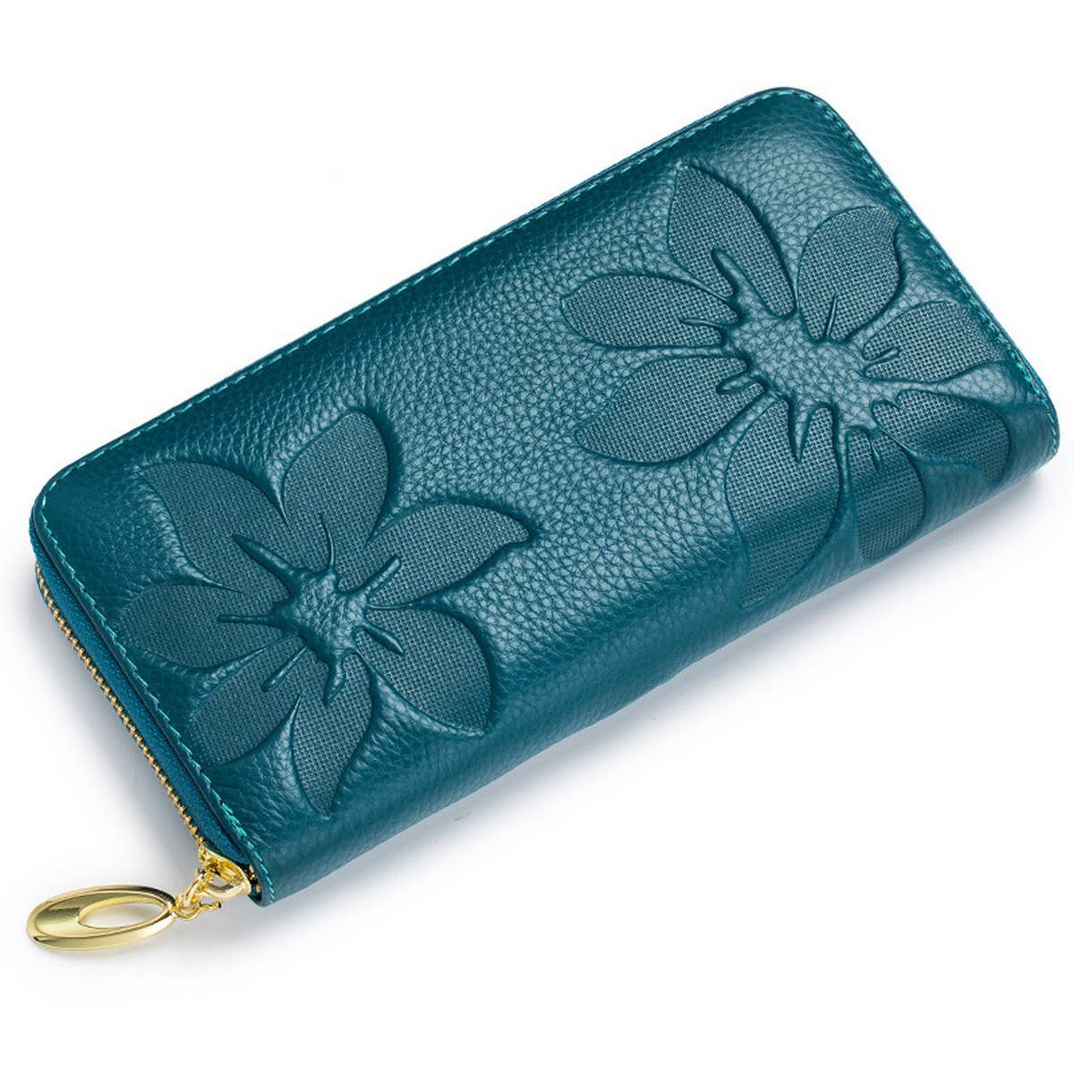 Embossed Leather Long Wallet for Women_CUAB00363
