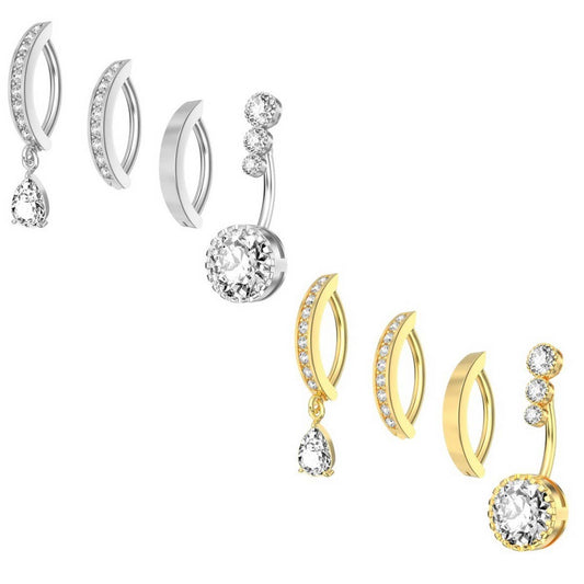 Stylish Teardrop CZ Dangle Navel Ring Jewelry_CWMM9382