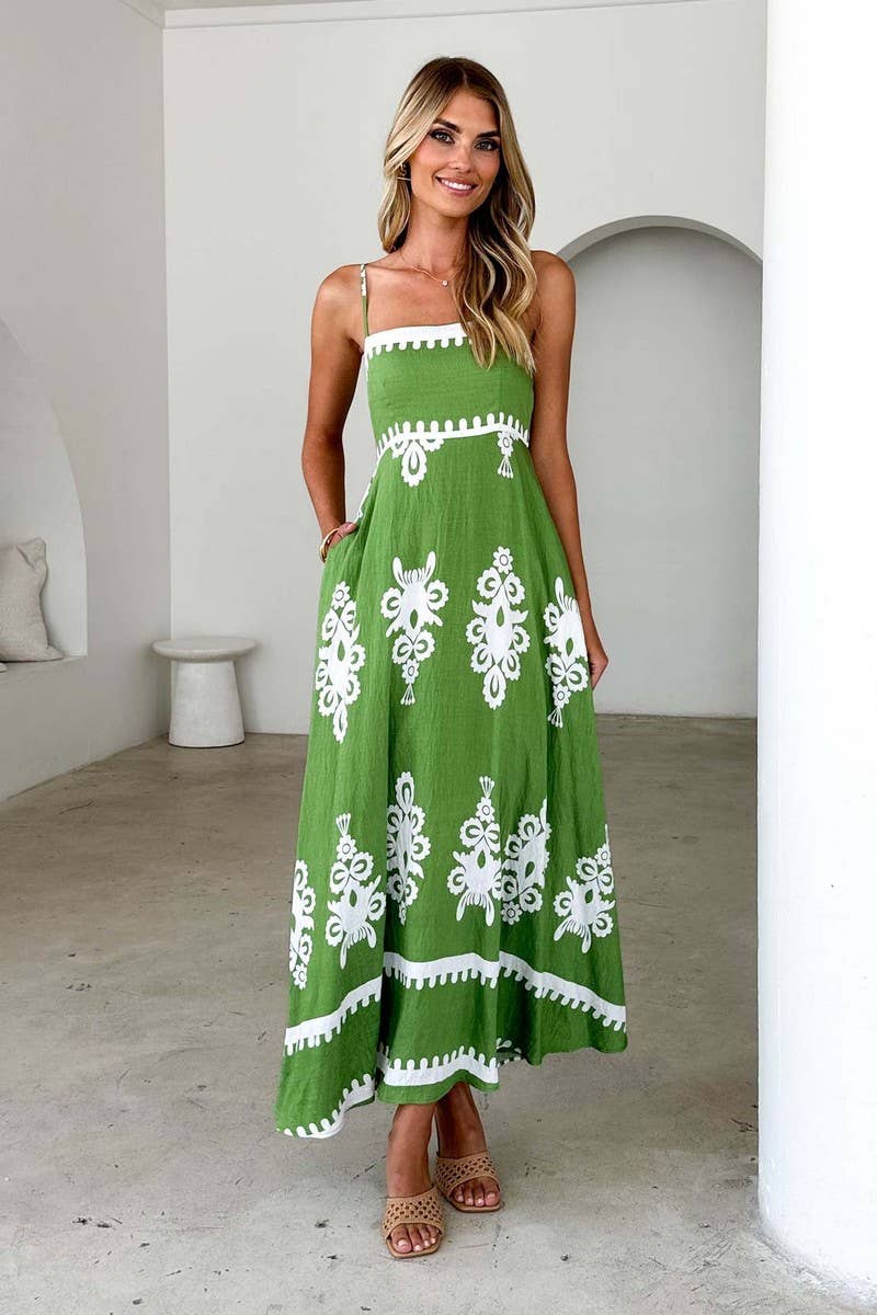 CWDHL1079_SUMMER TEMPERAMENT SLIM BACKLESS SUSPENDER SKIRT