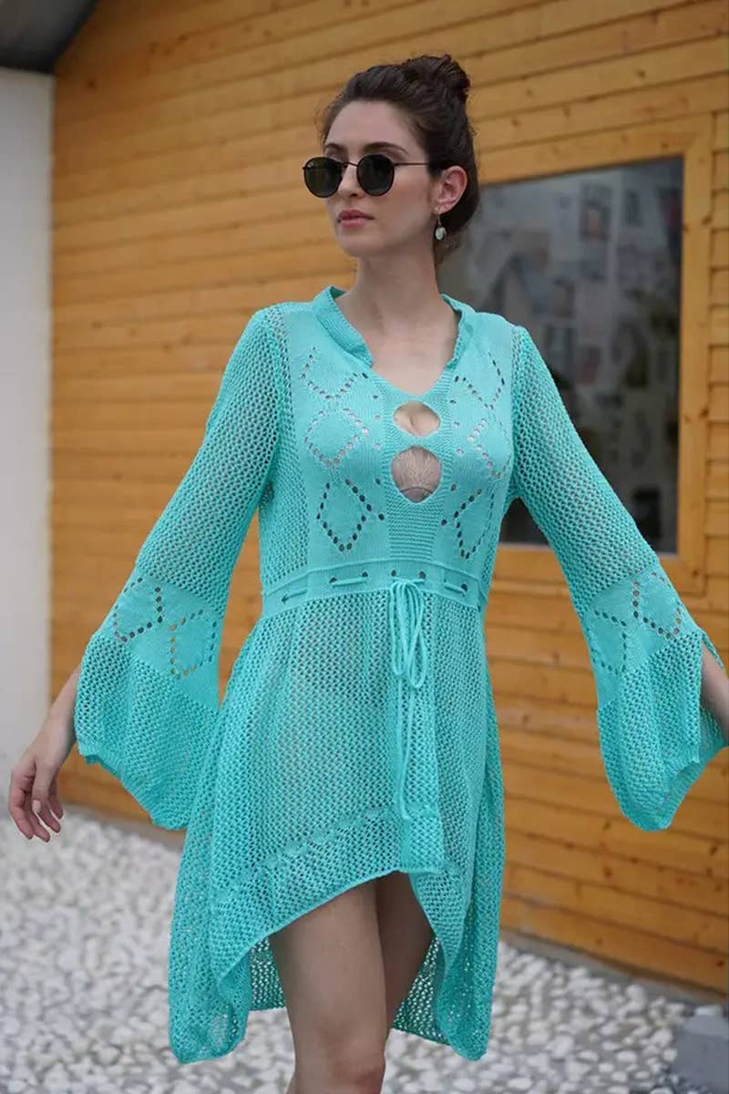 CWDSD7356_HOLLOW CROCHET BEACH VACATION KNIT CARDIGAN