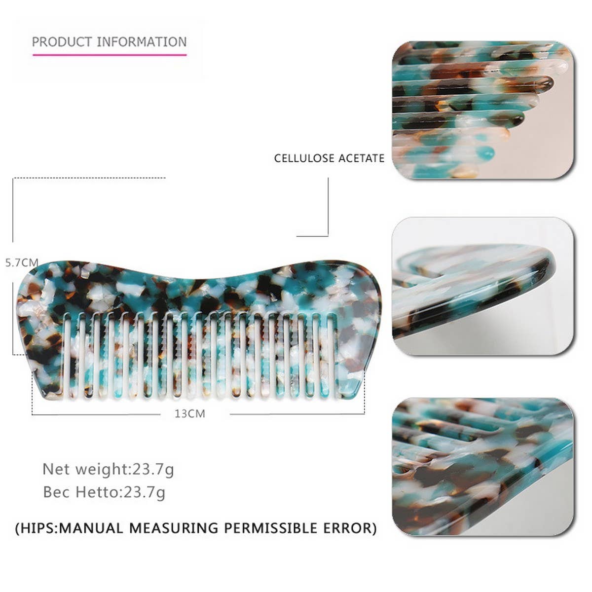 ACETATE 4MM COMB GRADIENT TEETH HAIR COMB_CWAHA4189