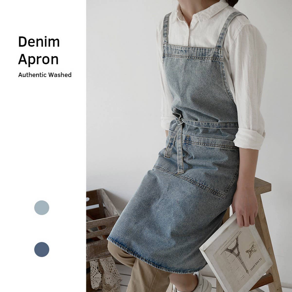 Cotton canvas denim Aprons with pockets vintage