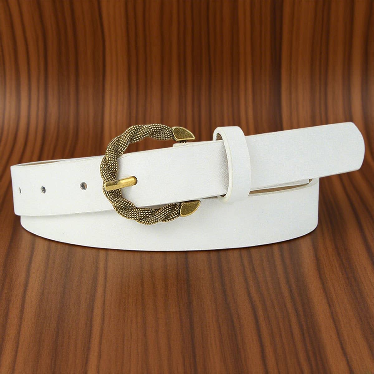 Snake-patterned pin buckle PU leather belt