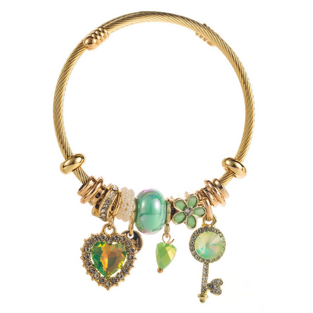 Alloy Couple Bracelet with Heart & Key Beads_CWMM8581