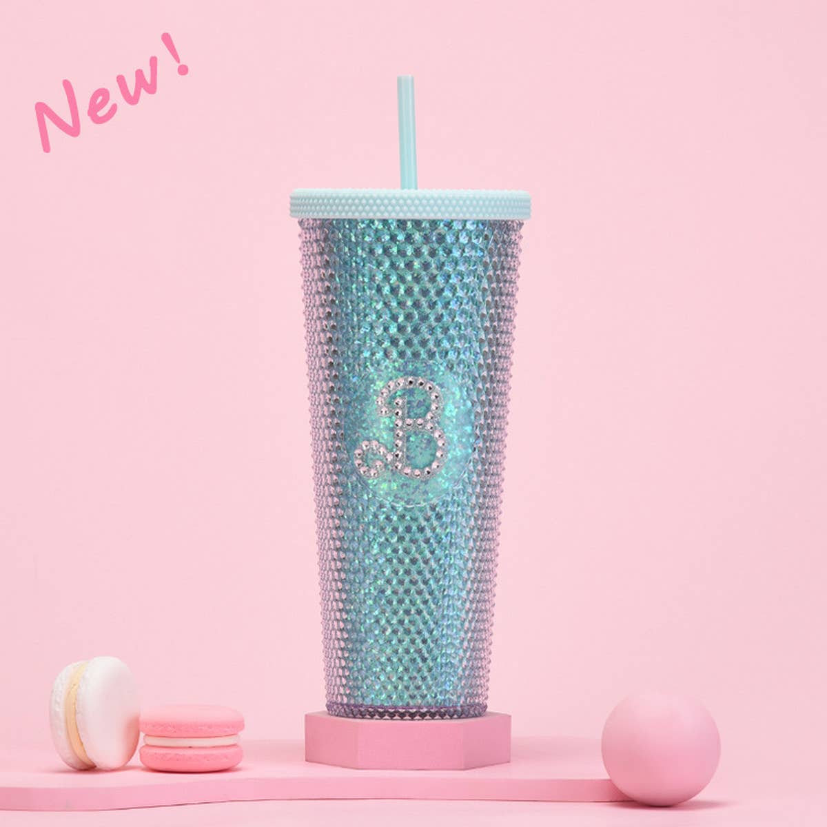 DOUBLE LAYER PORTABLE PLASTIC STRAW DIAMOND CUP