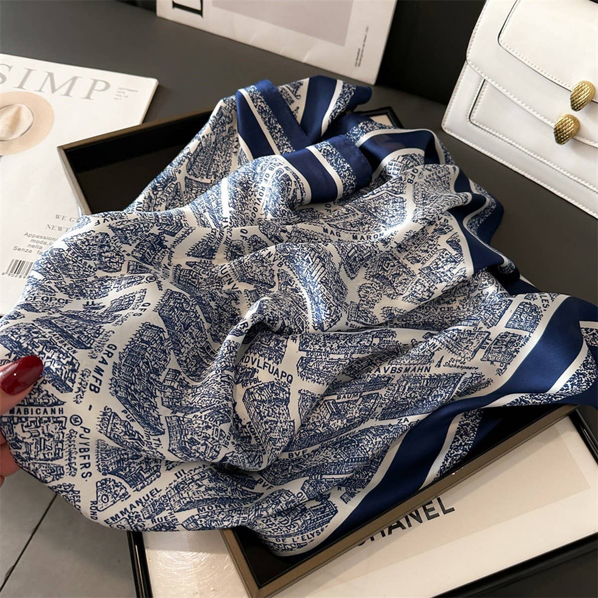 Lightweight Satin Square Scarf for Neck or Bag