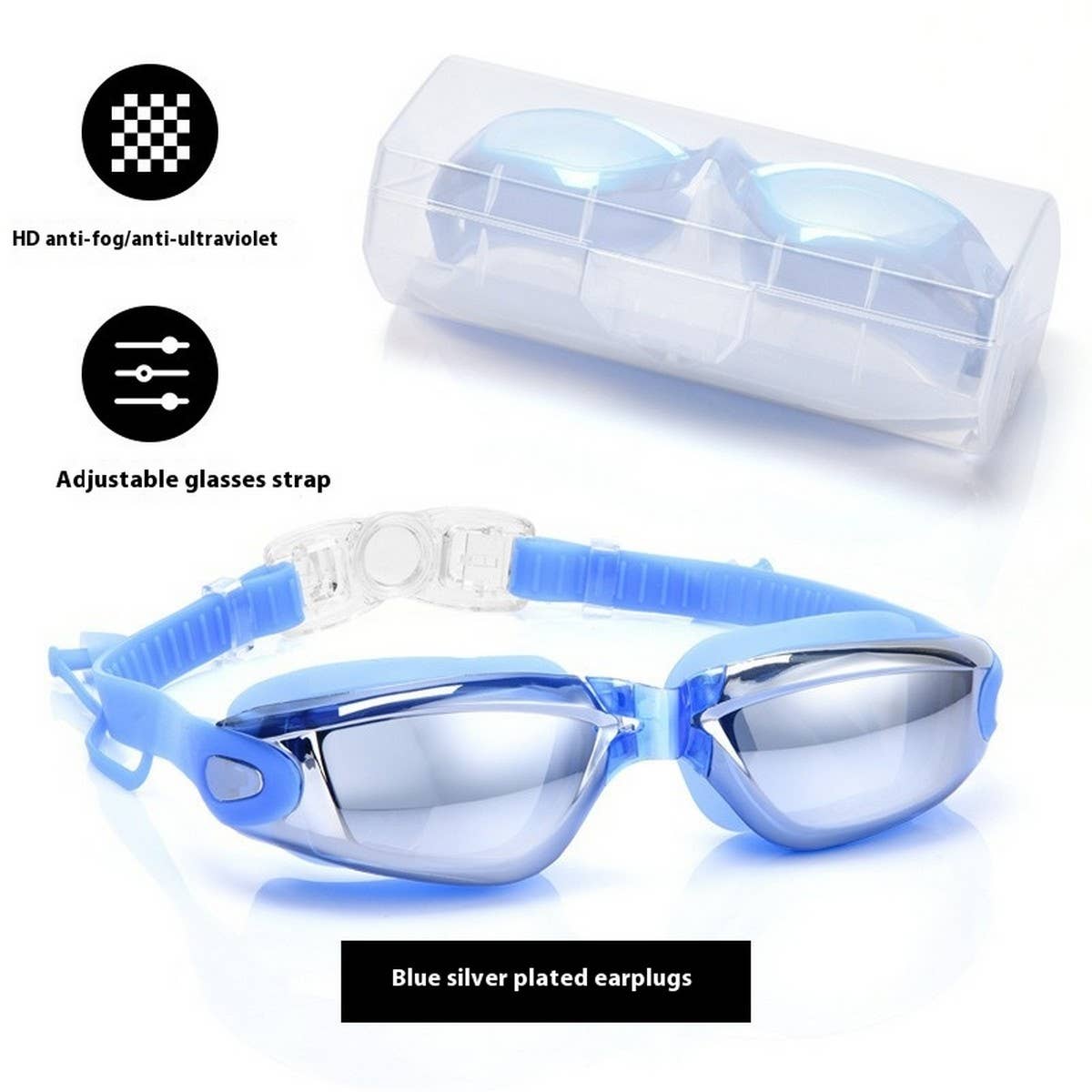 Silicone Racing Swim Goggles, HD Anti-Fog Mirror