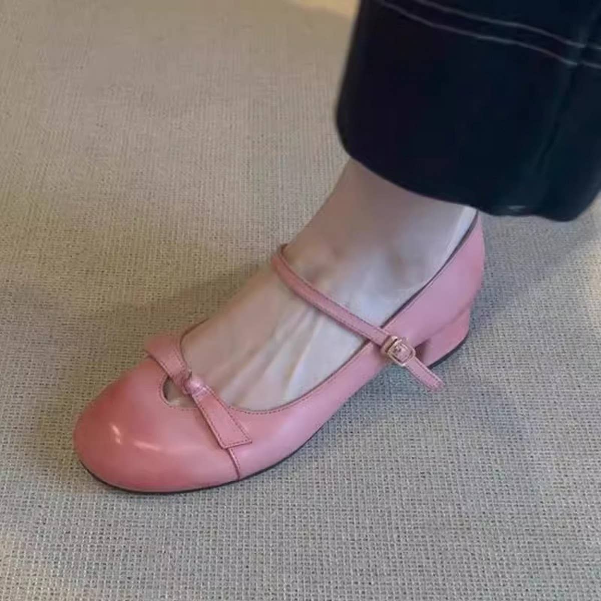 Vintage Leather Mary Janes with Bow Strap