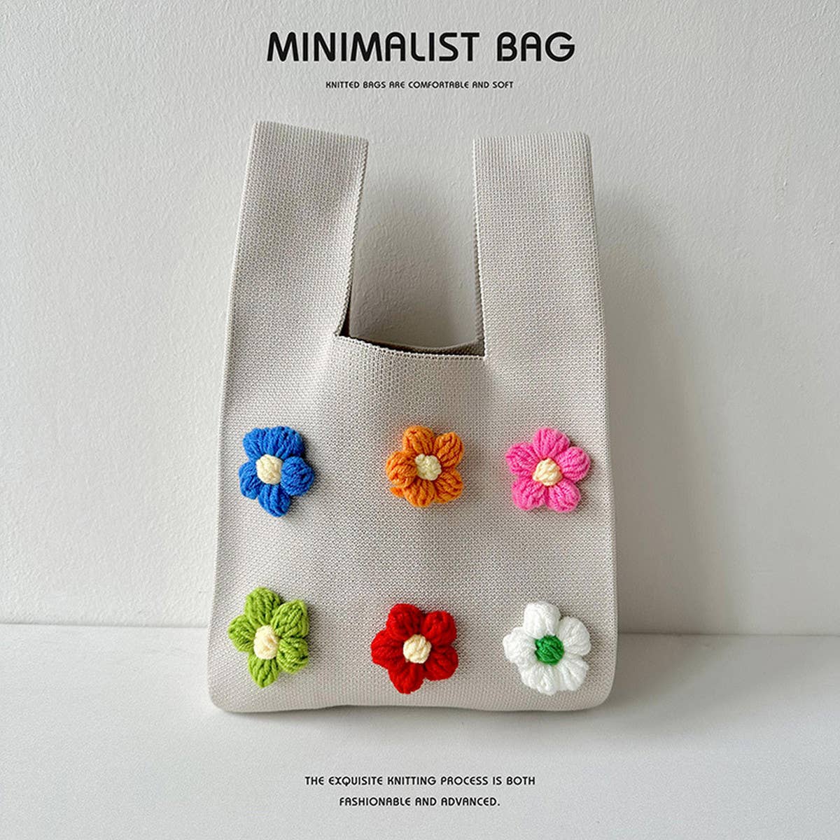 CUTE COLORFUL FLOWER KNITTED SHOULDER BAG HANDBAG_CWAB1505