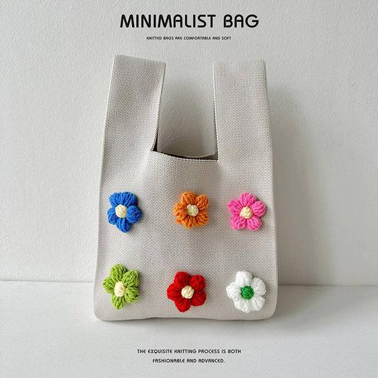 CUTE COLORFUL FLOWER KNITTED SHOULDER BAG HANDBAG_CWAB1505