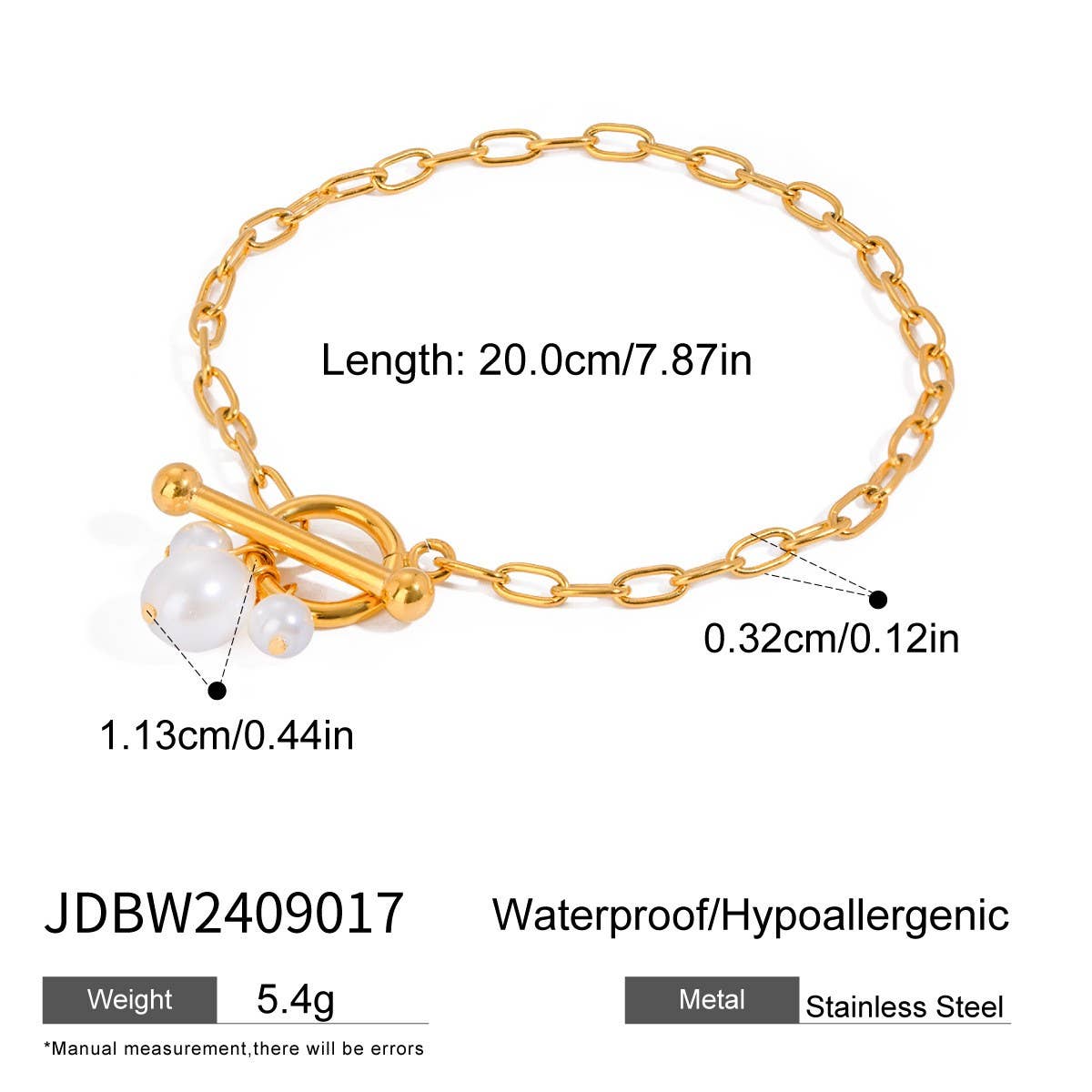 18K Gold Pearl Pendant Bracelet, Boutique Style_CWAJE4883