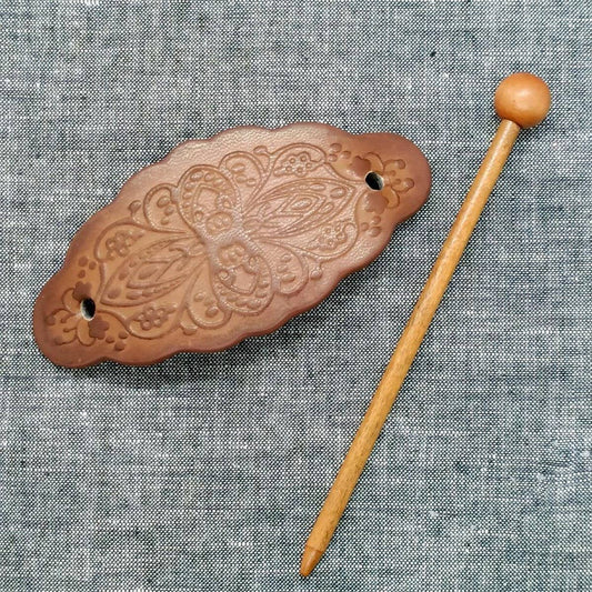 Floral Totem Painted Faux Leather Hair Stick