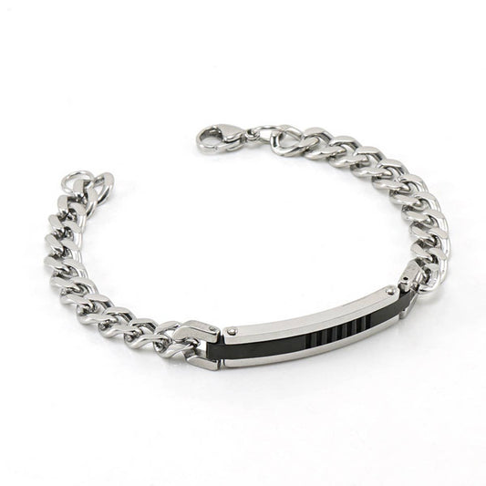 18K FASHION SIMPLE TITANIUM STEEL CUBAN CHAIN BRACELET