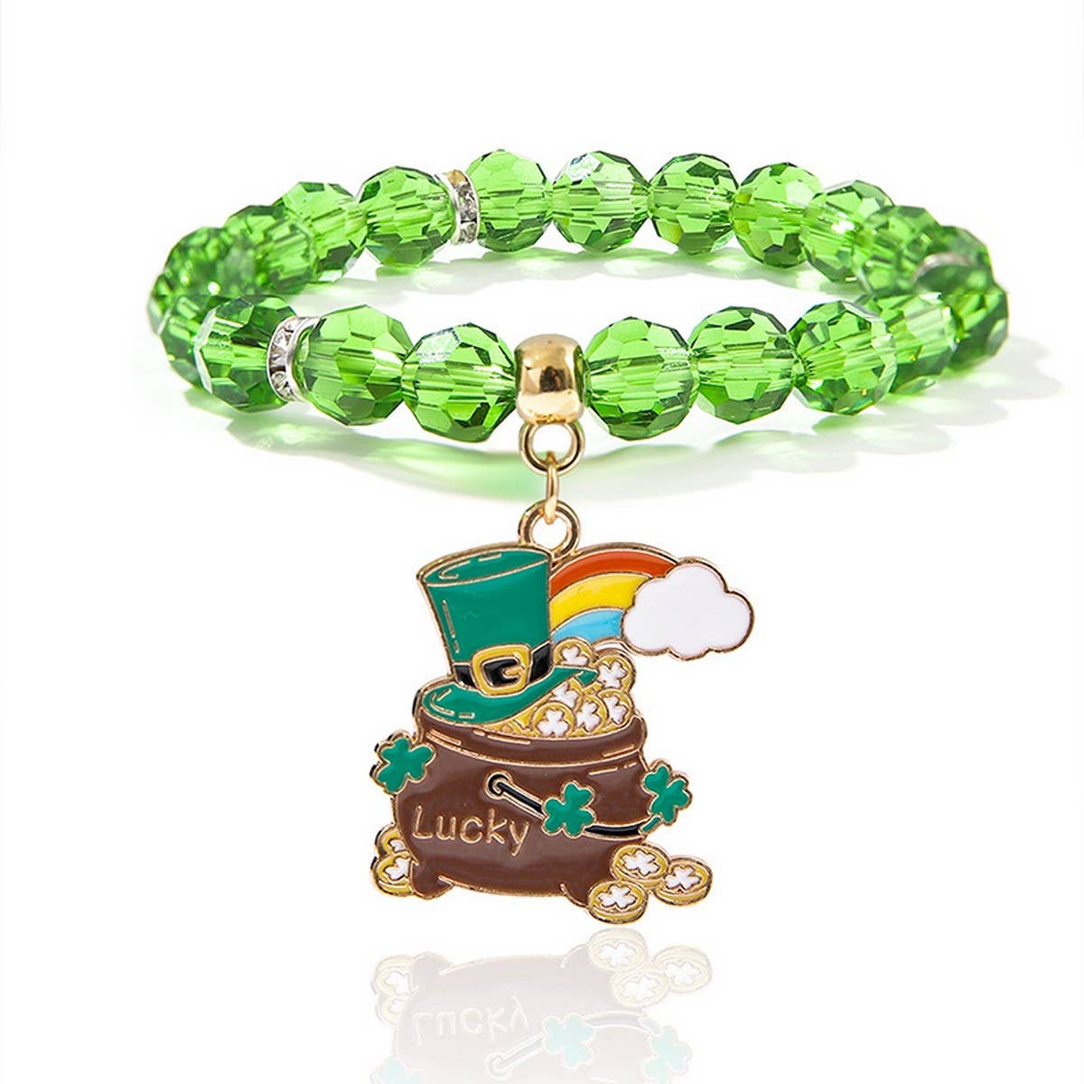 ST. PATRICK'S DAY IMITATION PEARL ACRYLIC BRACELET_CWMM3508