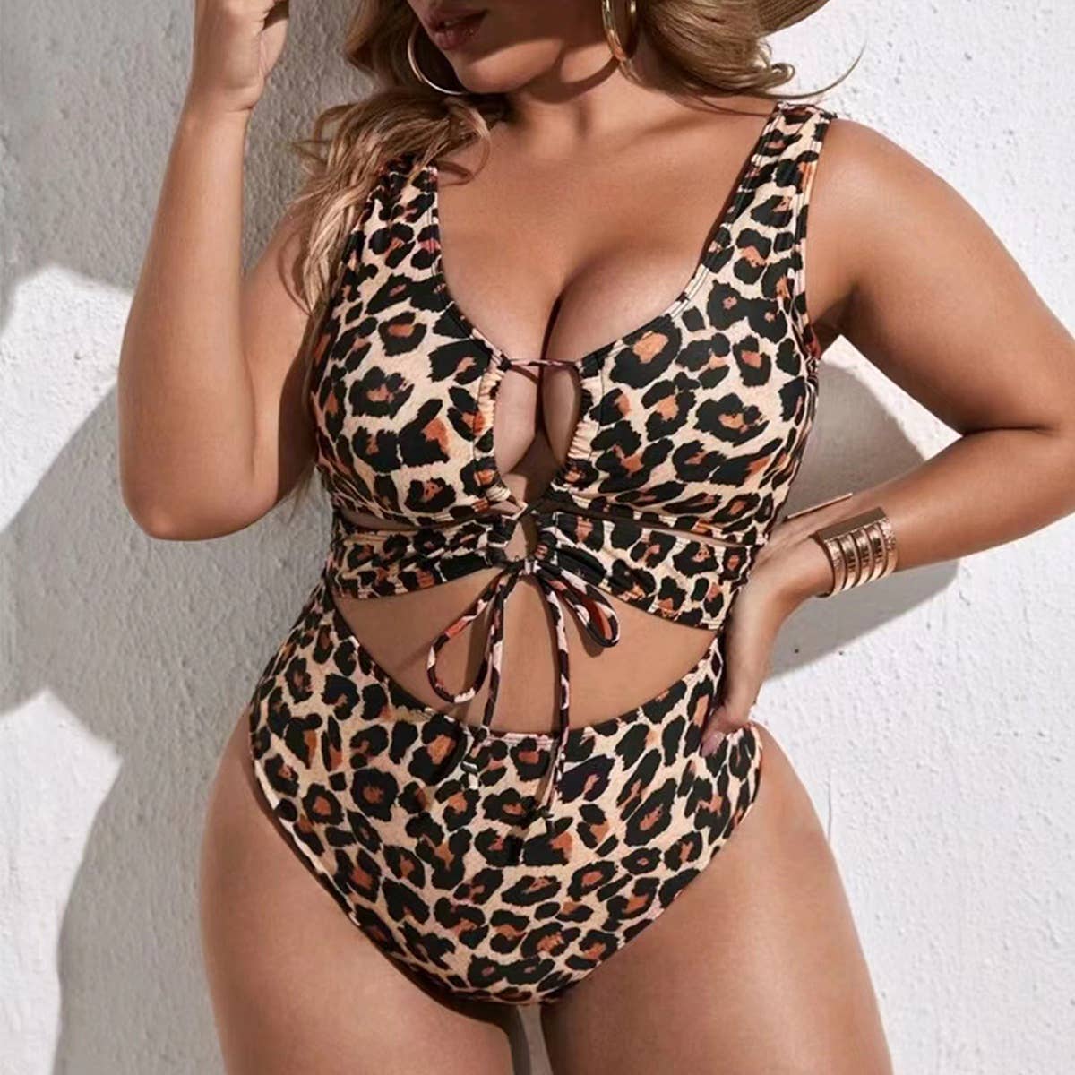 STYLISH LEOPARD PRINT ONE PIECE BIKINI SWIMSUIT_CWMW0217