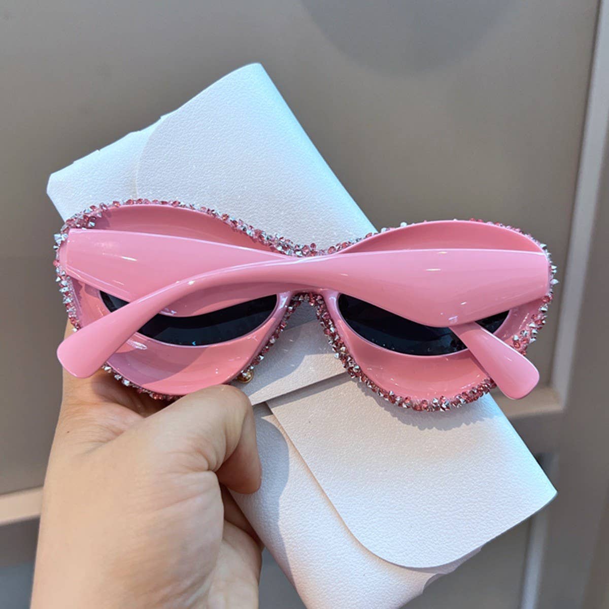 RED CANDY BUBBLE DIAMOND CAT EYE SUNGLASSES_CWASG0802