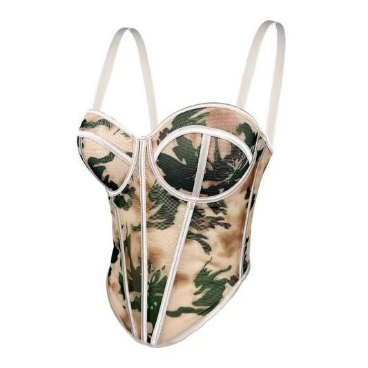 CAMOUFLAGE PRINT SEXY INNER HERRINGBONE BRA_CWMM4137
