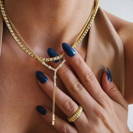 Zirconia Oval Round Pendant Necklace_CWMM5305