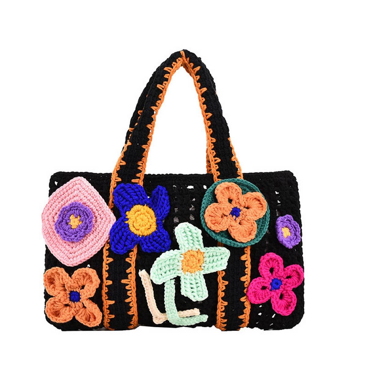 FLOWER PATTERN BAG MACARON HOLLOW HANDBAG_CWAB2406