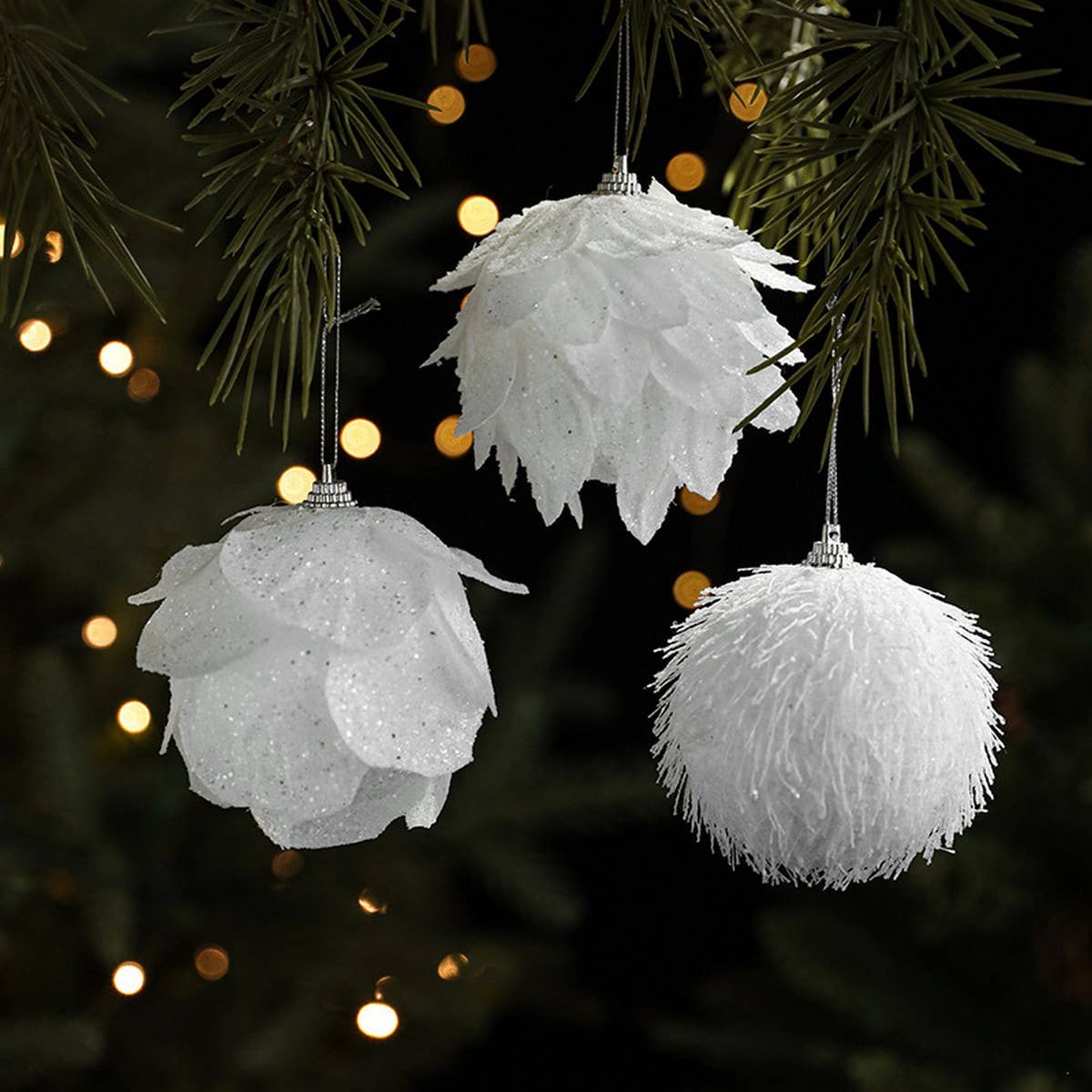 White Petal Foam Xmas Ball Tree Hanging Decor