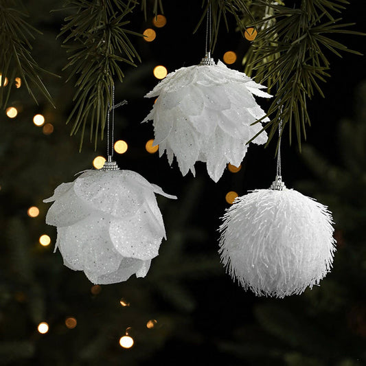 White Petal Foam Xmas Ball Tree Hanging Decor