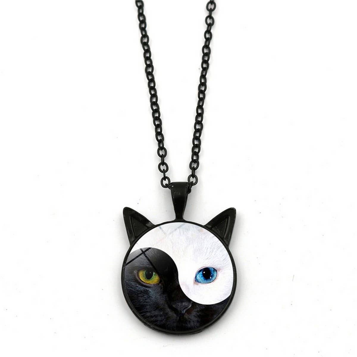 YINYANG TAI CHI CAT TIME GEM NECKLACE_CWAJE0706