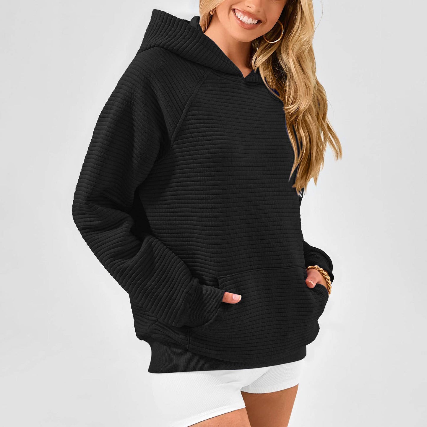 FASHION SPORTS LONG SLEEVE POCKET HOODED JUMPER