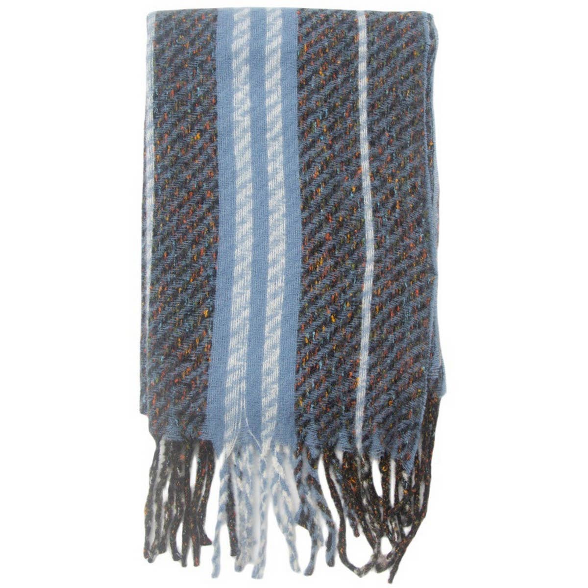 Striped Fringe Scarf ??Winter Knitted Shawl_CWASC0880