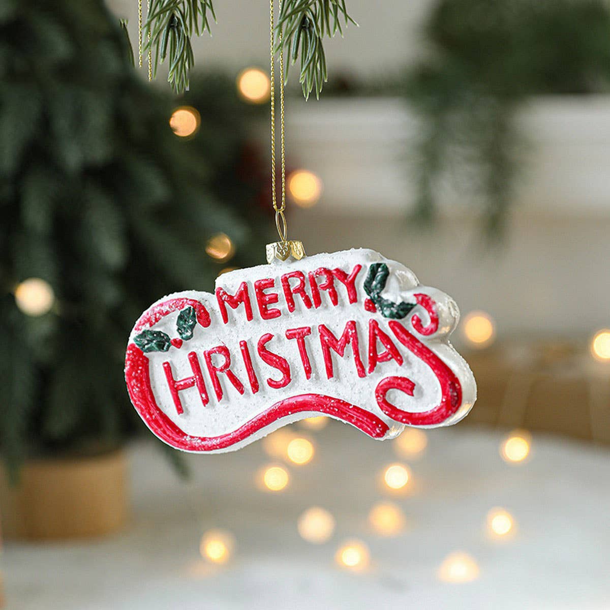 Painted Plastic Christmas Tree & Car Hanging Deco_CWMM9695