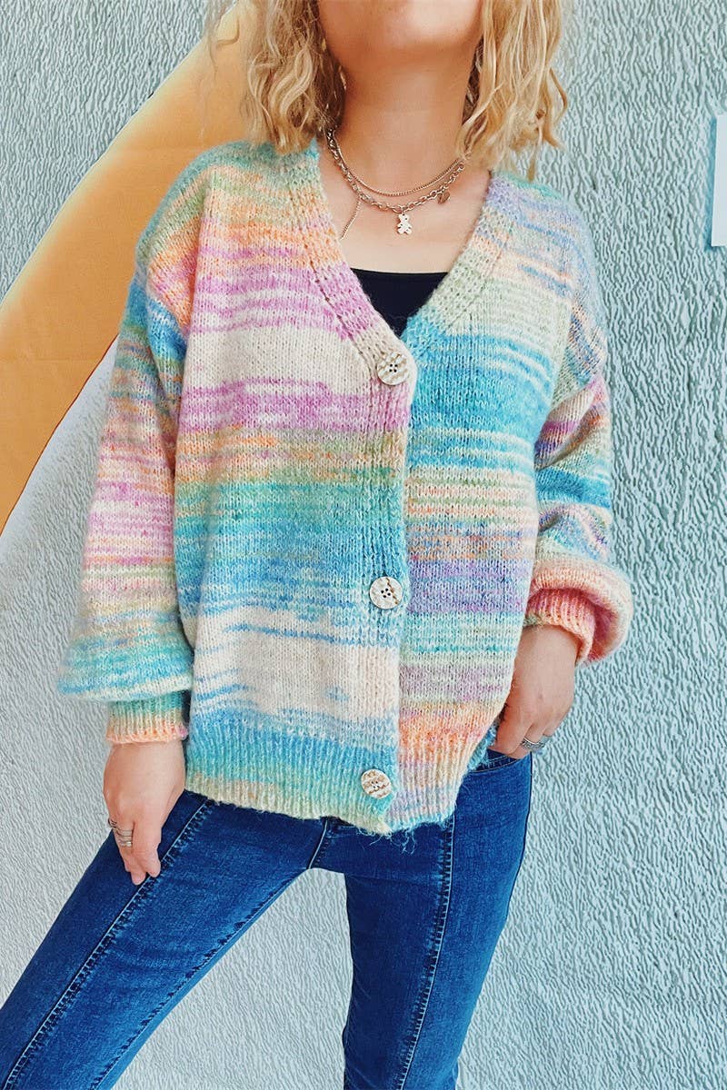 Sweet knit cardigan in tie-dye candy color