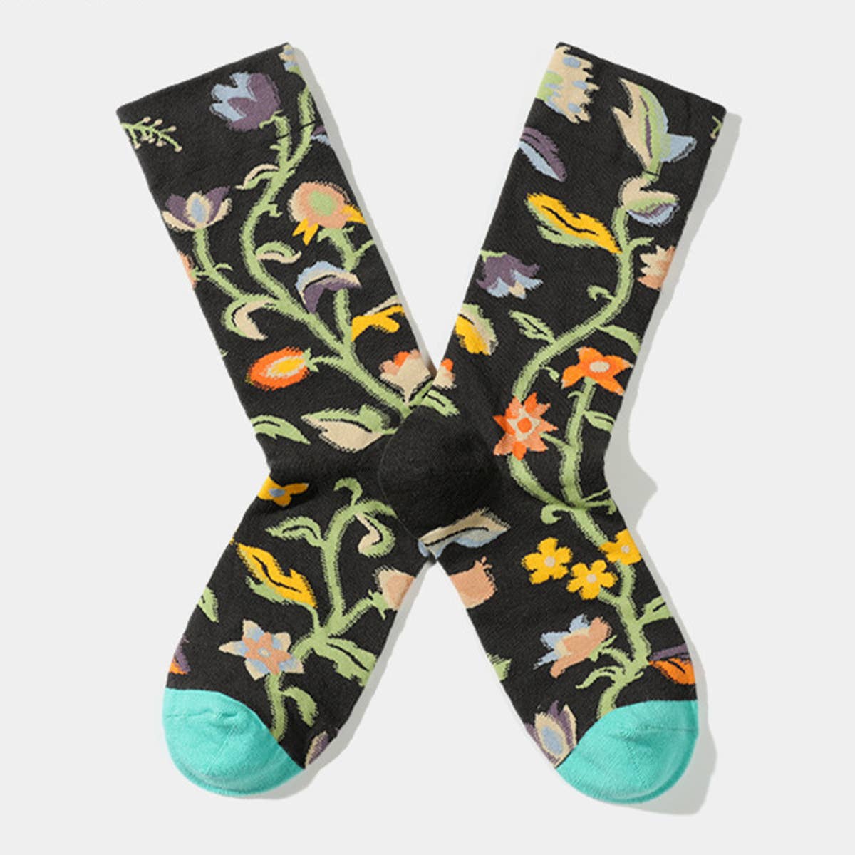PLANT FLOWER PATTERN STREET SKATEBOARD SOCKS_CWMS0169