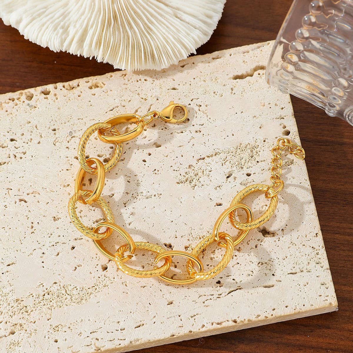 VERSATILE 18K GOLD TITANIUM STEEL BRACELET