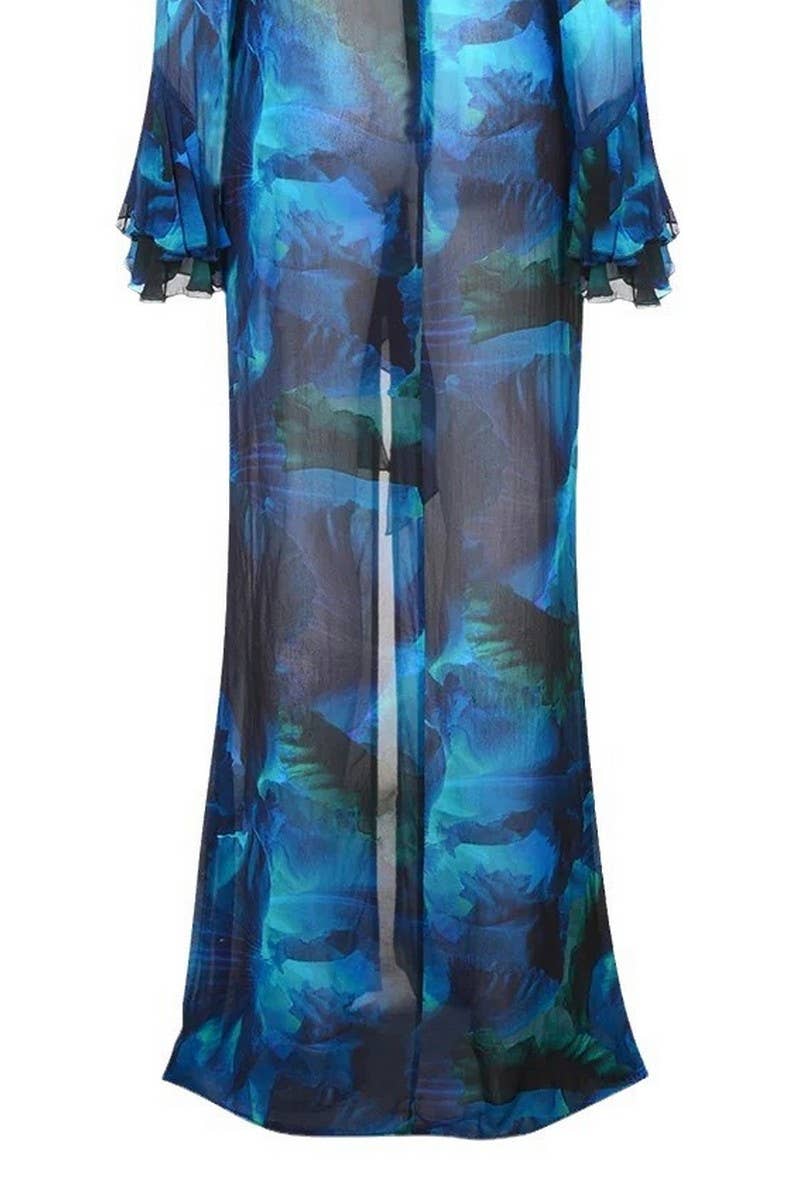 CWDMD4194_CHIFFON PRINTED RESORT BIKINI ROBE COVER UP