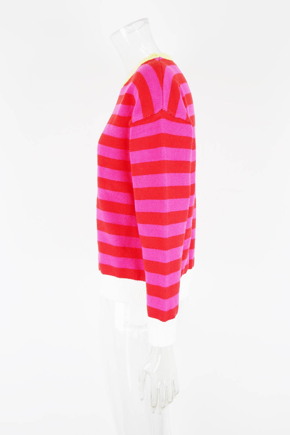 Round-neck stripe color-blocking knitted sweater