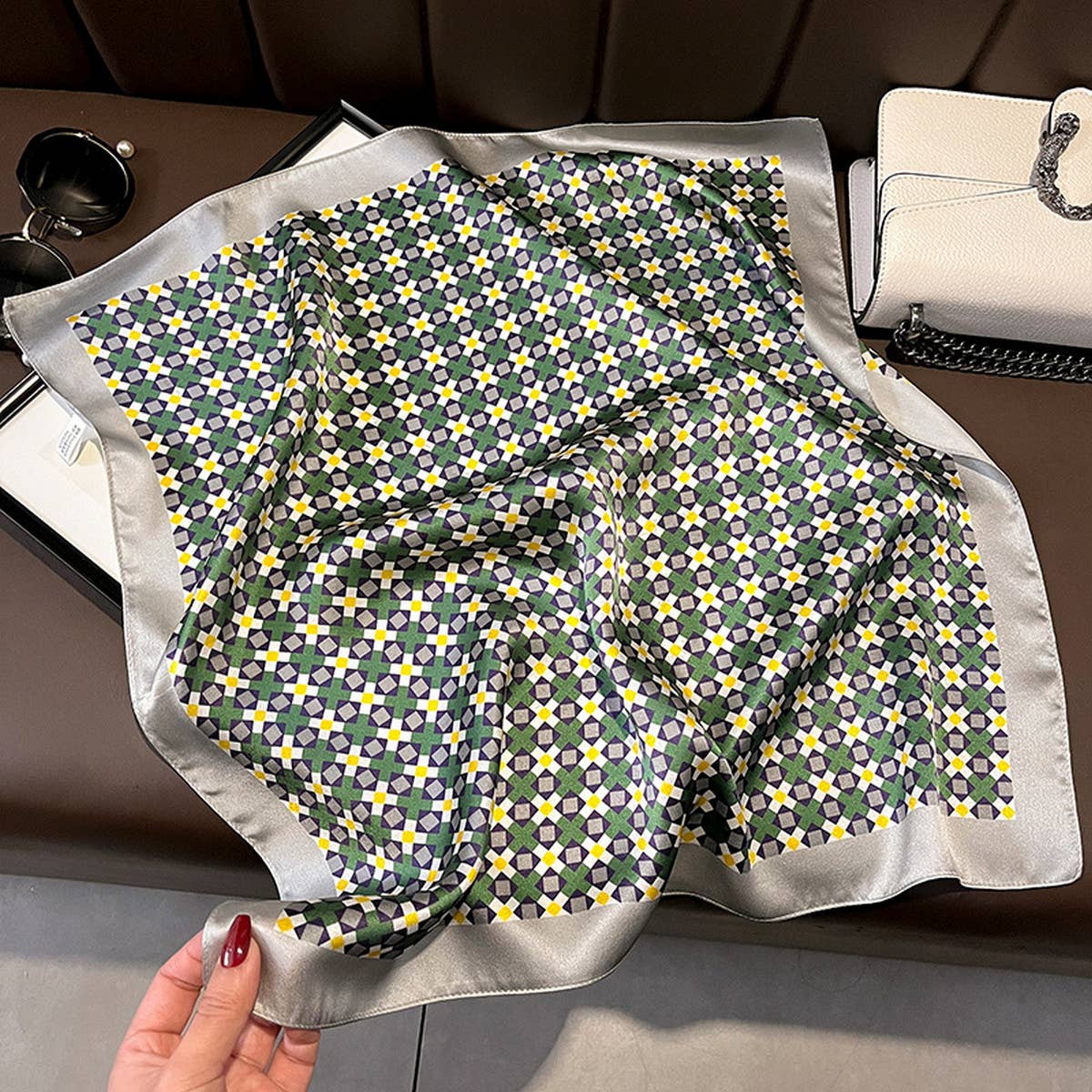 Purple Floral Silk Scarf - Elegant Square Scarf_CWASC0626