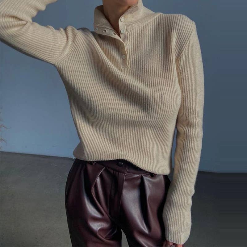 VINTAGE BREASTED SEMI-TURTLENECK PULLOVER