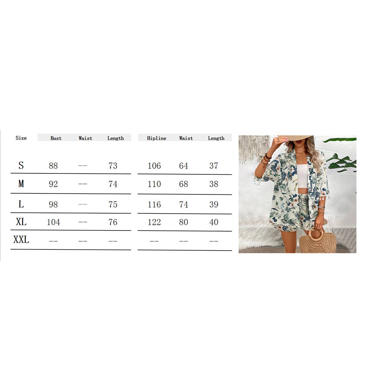 Printed fringe short beach vacation two-piece set