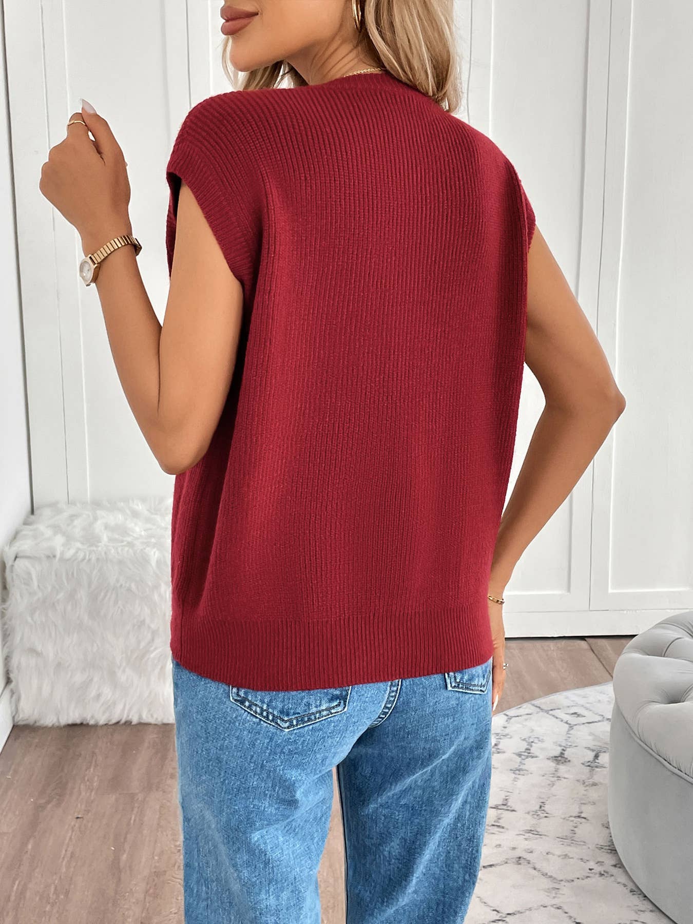 SLEEVELESS VALENTINE'S DAY SOLID COLOR CARDIGAN