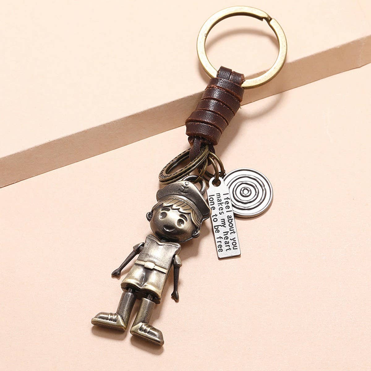 VINTAGE HAND-WOVEN ROBOT COWHIDE KEYCHAIN