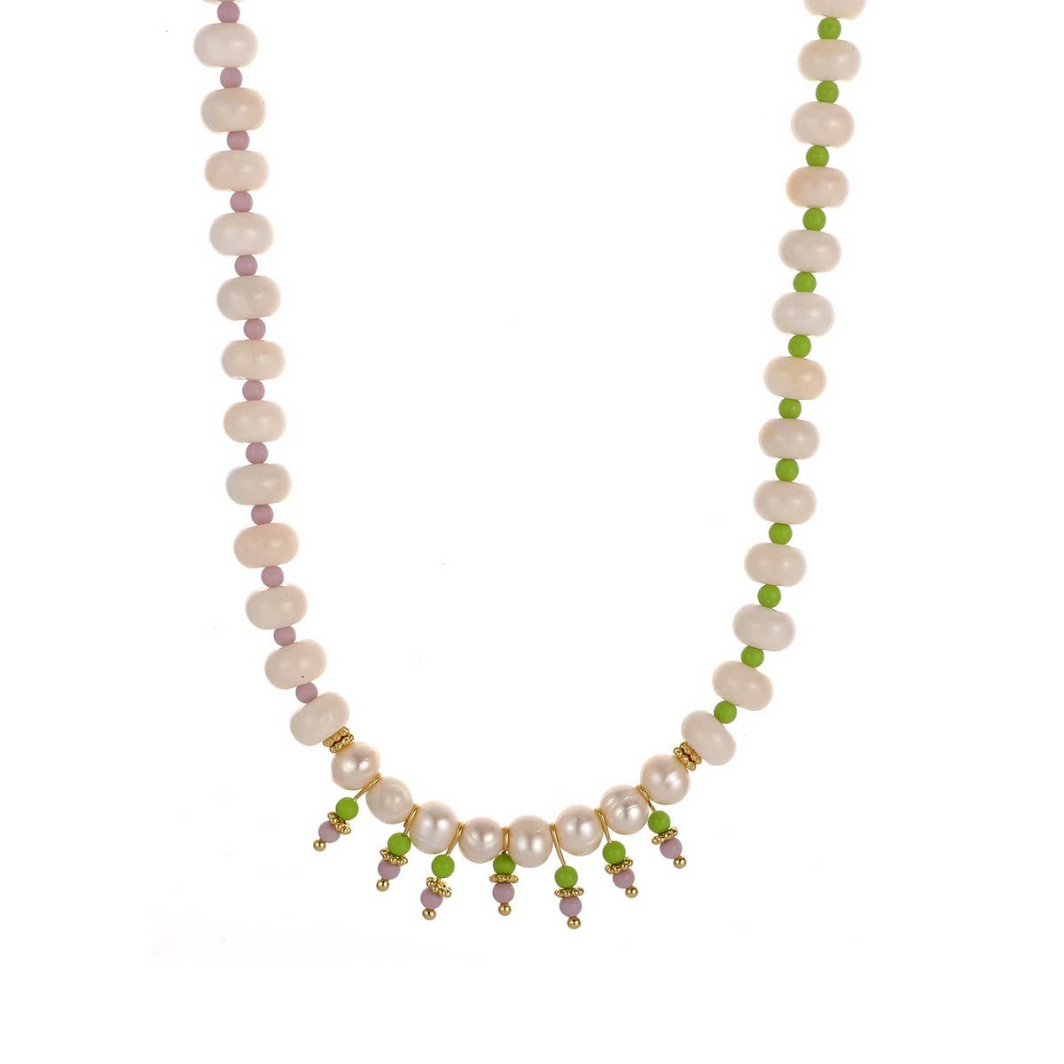 Elegant Dyed Stone Necklace with Pearl Tassels