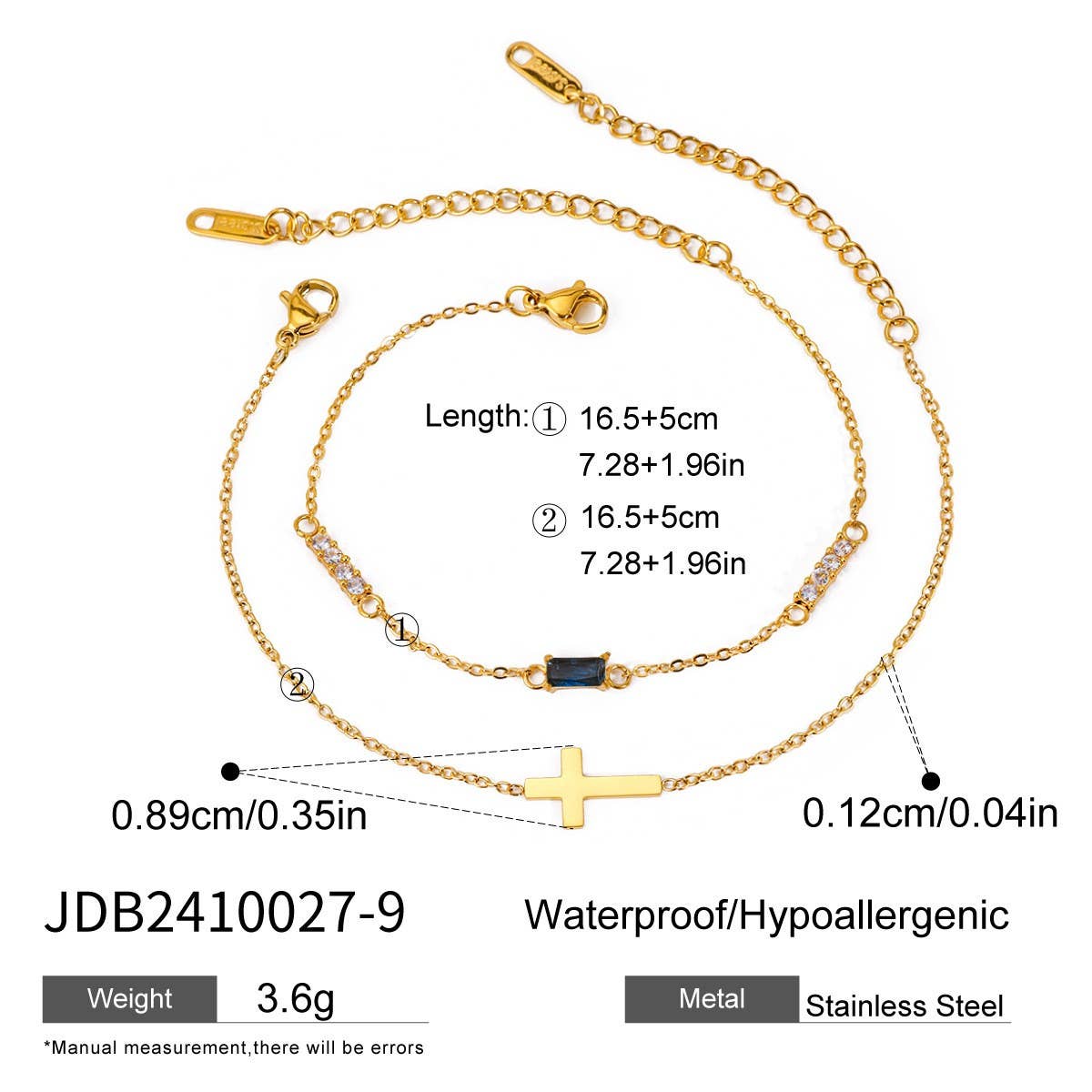 Titanium Double Layer Zodiac & Cross Bracelet