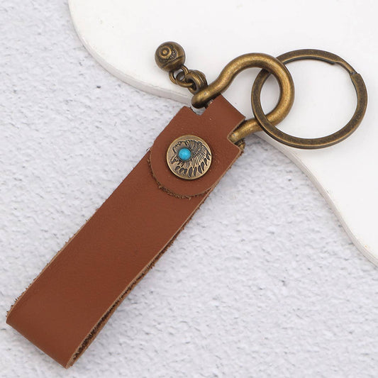 VINTAGE WESTERN LEATHER KEYCHAIN PENDANT