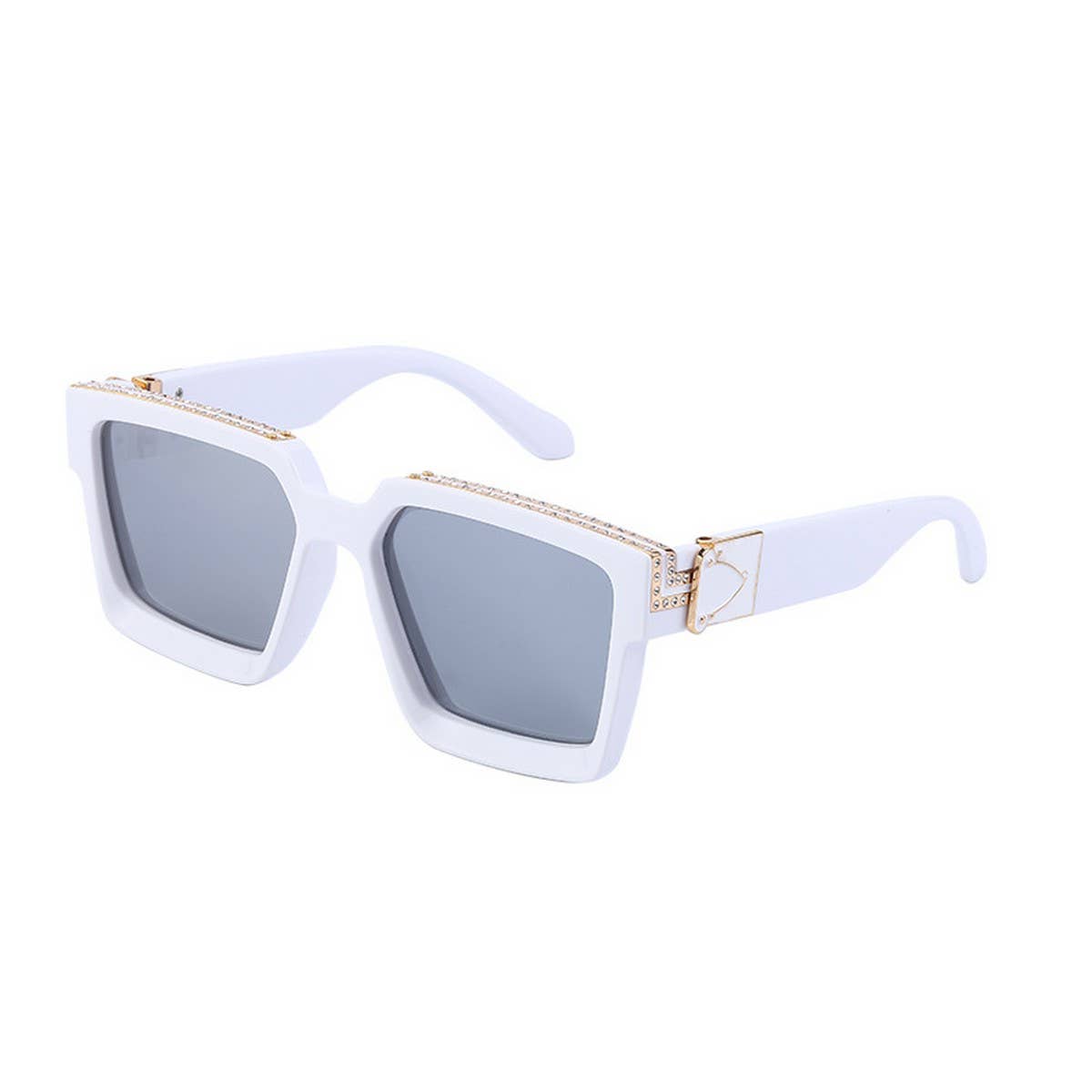 LARGE SQUARE FRAME SUNGLASSES WITH DIAMONDS